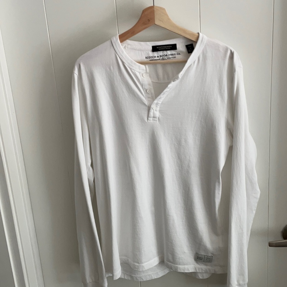 Scotch and Soda long sleeve white Henley.